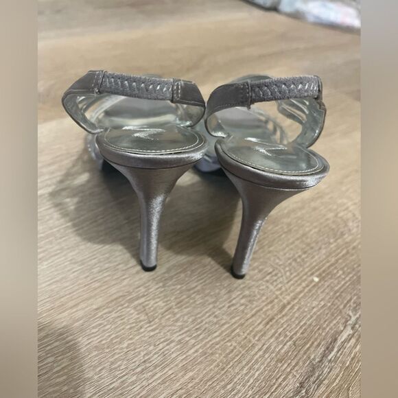 Nina Metallic Silver strappy dress heels size 9 - Picture 3 of 10